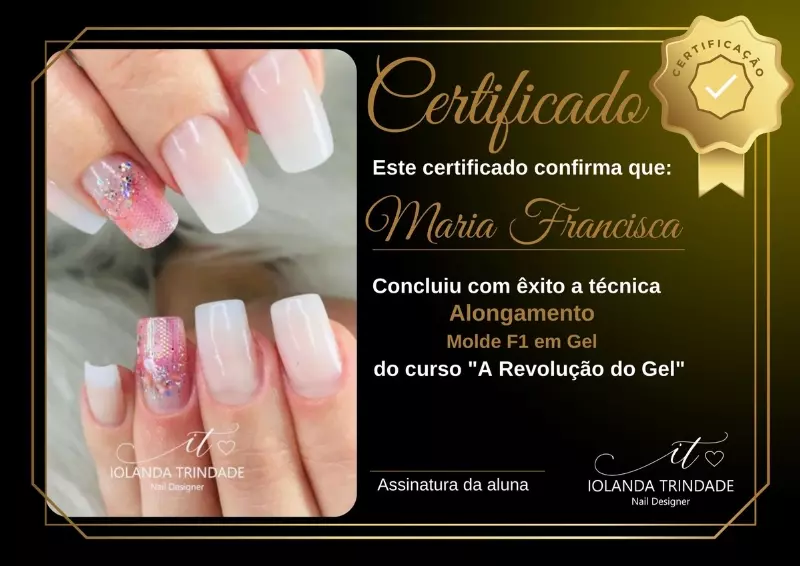 Certificado Nail Designer - Alongamento (Molde F1 em Gel)